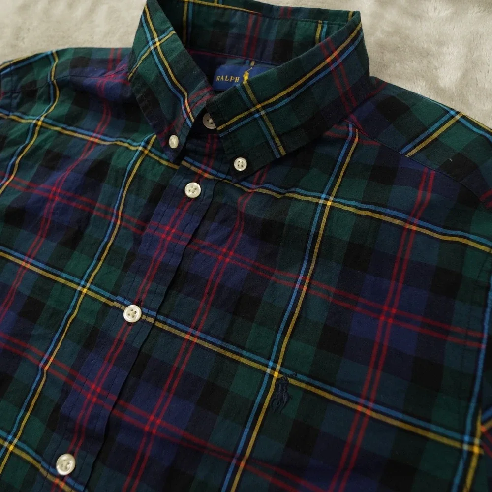 Ralph Lauren Button Up Shirt Boy's XL 18-20 Multicolor Plaid Preppy School